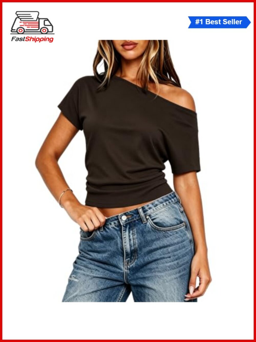 Women Sexy Cropped One Shoulder Top Casual Off Shoulder Knitted Shirt